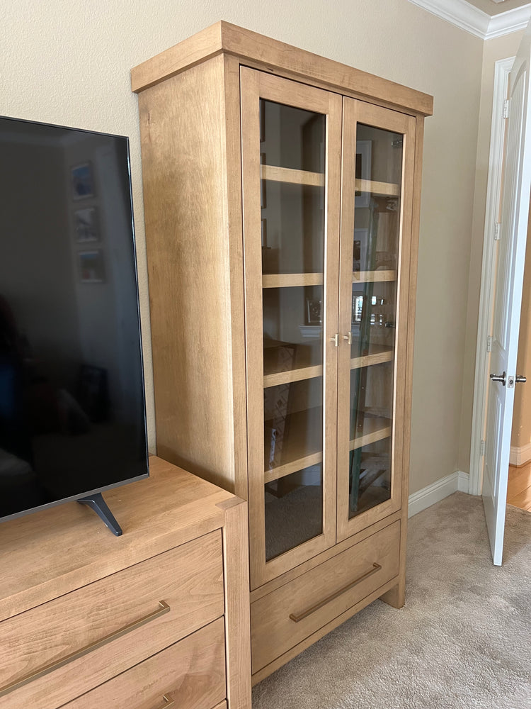 Wooden cabinet with glass doors 