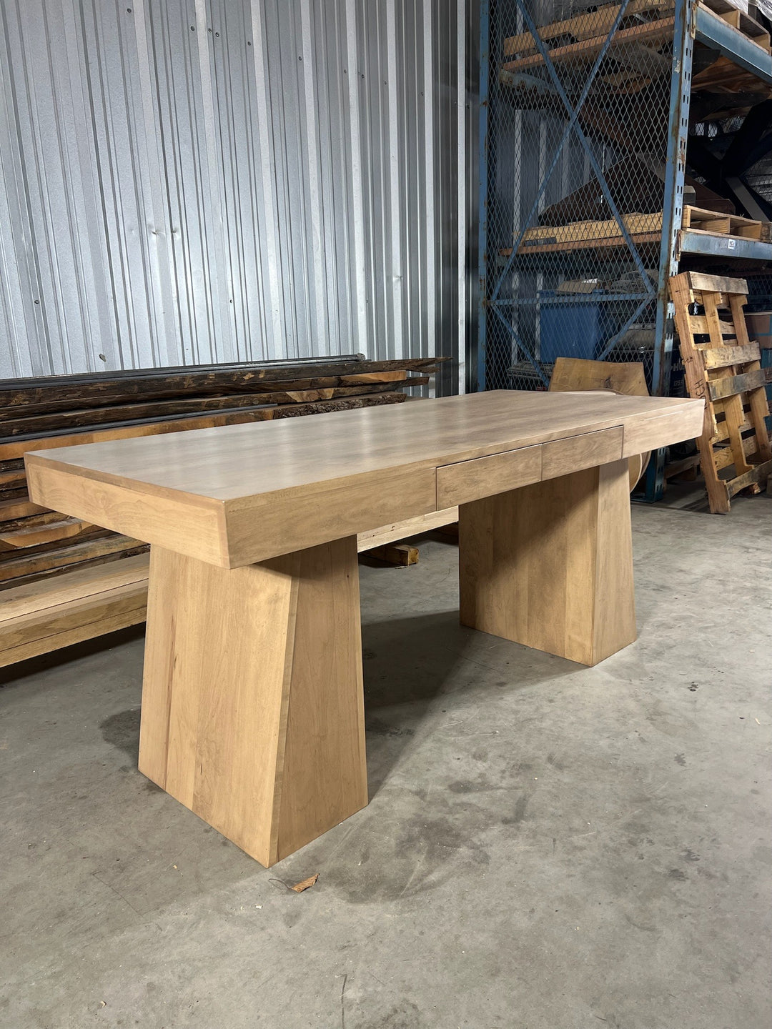 Maple Wood Desk with Drawers