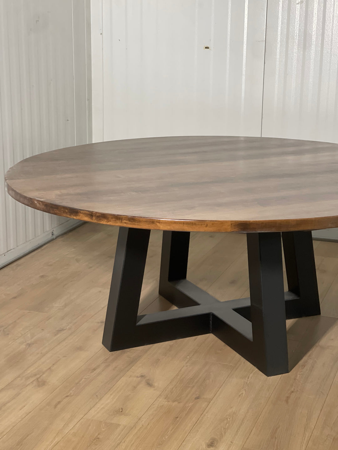 72" Metal Trapezoid Round Dining Table