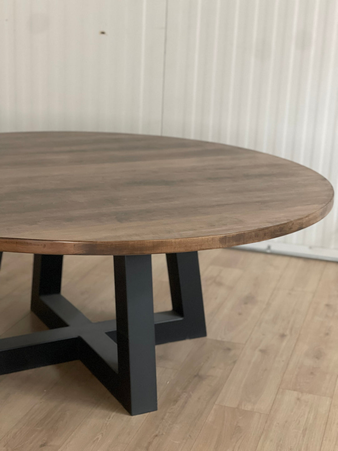 72" Metal Trapezoid Round Dining Table