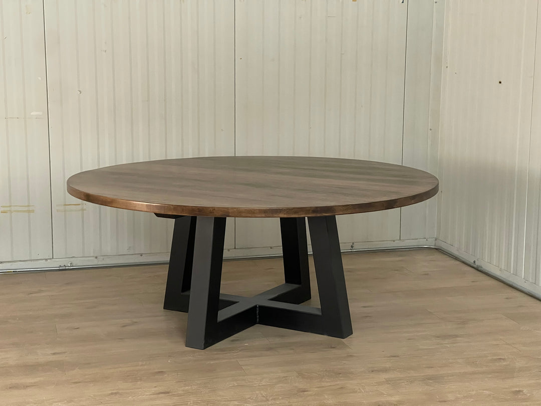 72" Metal Trapezoid Round Dining Table