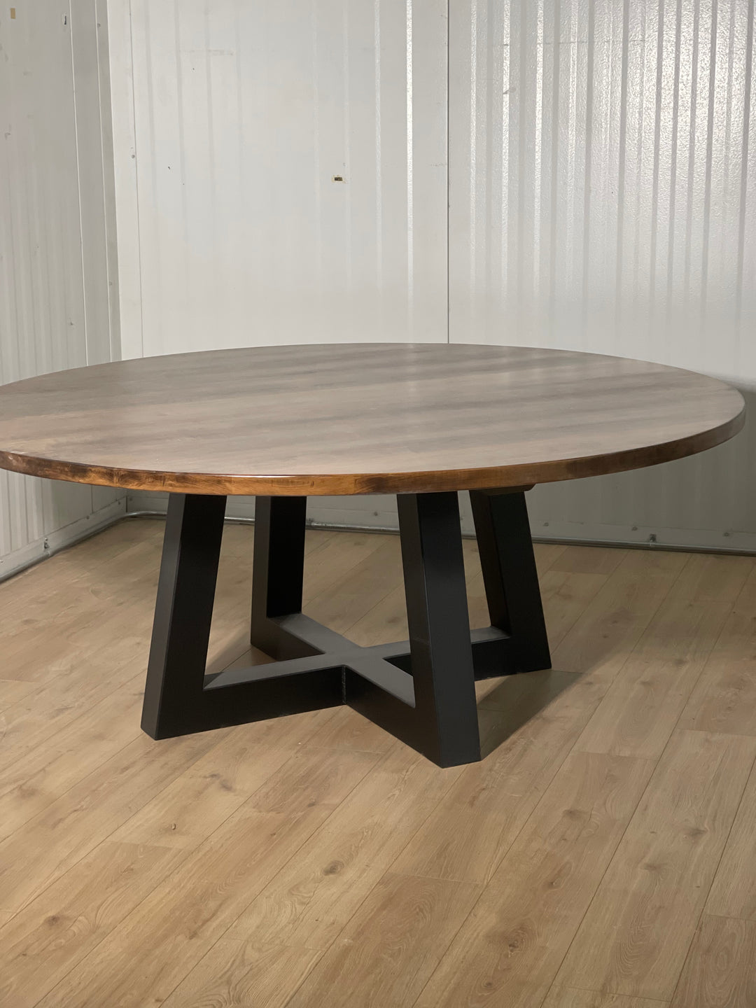 72" Metal Trapezoid Round Dining Table