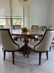 SS Pedestal Round Dining Table