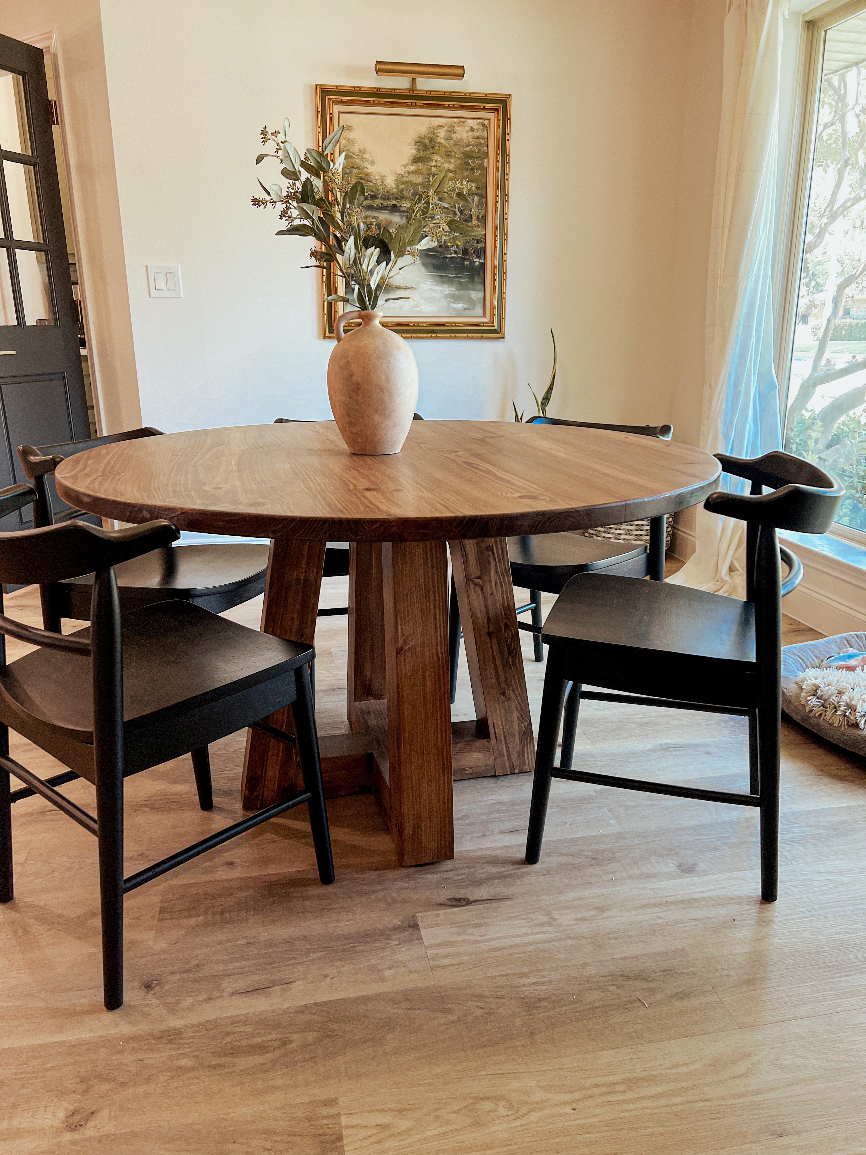 54in Trapezoid Round Dining Table - Pine in Provincial