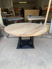 Steel X Maple Round Dining Table